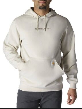 Carhartt Men's Cream Hooded Logo Sweatshirt